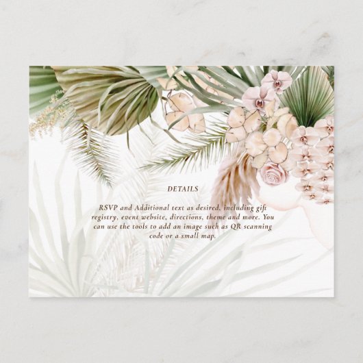 Boho Pampas Gras Bloem Roze Trouw Postkaart (Achterkant)