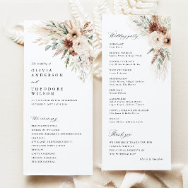 Boho Pampas Gras Bloemachtige Trouwceremonie Programmakaart