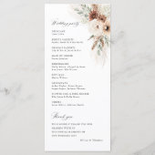 Boho Pampas Gras Bloemachtige Trouwceremonie Programmakaart (Achterkant)