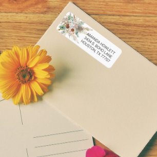 Boho Pampas Gras Bloemboeket Waterverf Etiket