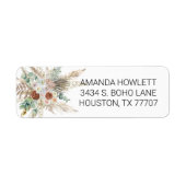 Boho Pampas Gras Bloemboeket Waterverf Etiket (Voorkant)
