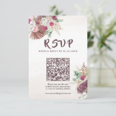 Boho Pampas Gras Bloemen Bruiloft RSVP QR Code  Kaartje (Staand voorkant)
