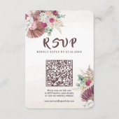 Boho Pampas Gras Bloemen Bruiloft RSVP QR Code  Kaartje (Voorkant)