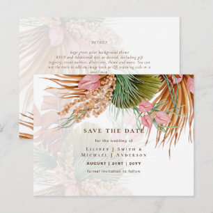 Boho Pampas Gras Bloemen Trouw Save The Date Briefkaart
