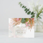 Boho Pampas Gras Bloemen Trouw Save The Date Briefkaart (Staand voorkant)