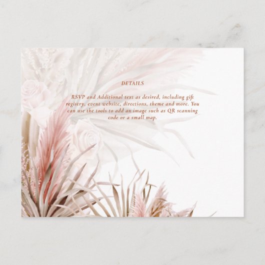 Boho Pampas Gras Bloemen Trouw Save The Date Pos Briefkaart (Achterkant)