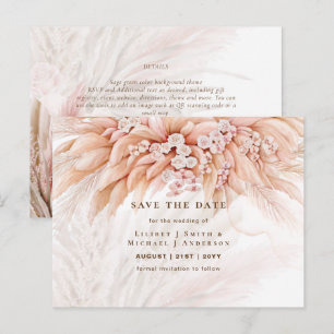 Boho Pampas Gras Bloemen Trouw Save The Date Pos Briefkaart