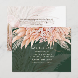 Boho Pampas Gras Bloemen Trouw Save The Date Pos Briefkaart