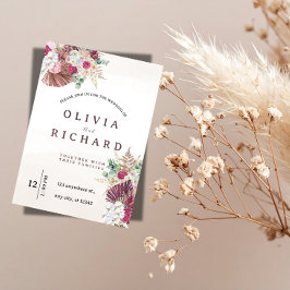 Boho Pampas Gras Bloemhuwelijk Uitnodiging