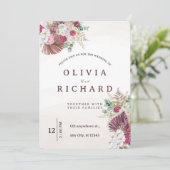 Boho Pampas Gras Bloemhuwelijk Uitnodiging (Staand voorkant)