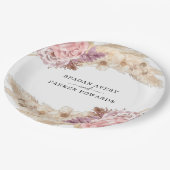 Boho pampas gras bloemig Paarse bruiloft Papieren Bordje (Gekanteld)