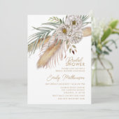 Boho Pampas Gras & Bloemige Bruiloftsborrel Kaart (Staand voorkant)