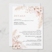 Boho Pampas Gras Bloemige Trouwdetails Kaart (Voorkant)