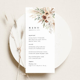Boho Pampas Gras Bloemige Trouwreceptie Menu