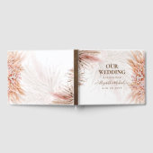 Boho Pampas Gras Bloemkroon Koraal Salie Bruiloft Gastenboek (Volledig)