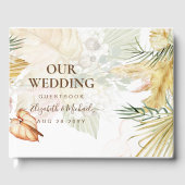 Boho Pampas Gras Bloemkroon Koraal Salie Trouw Gas Gastenboek (Voorkant)