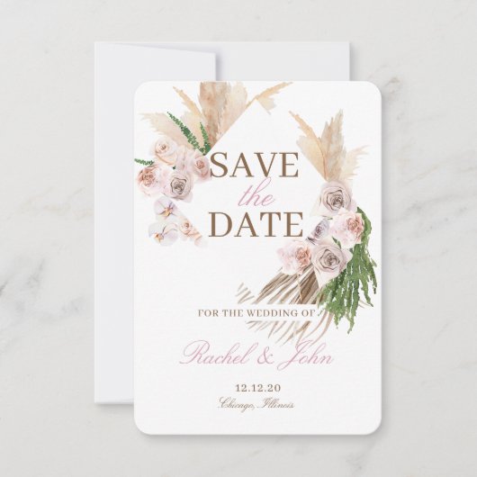 Boho Pampas Gras Blozende Bloemen Save the date (Voorkant)