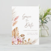 Boho Pampas Gras Blush Orchideeën Save the Dave Ka Kaart (Staand voorkant)