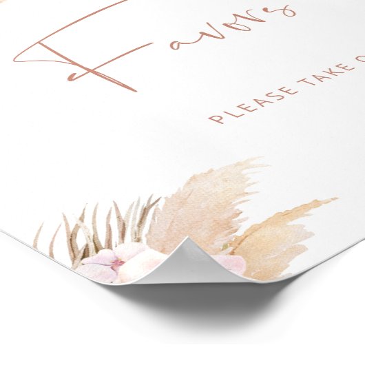 Boho pampas gras bohemian baby shower Favors Poster (Hoek)