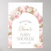 Boho Pampas Gras Boog Baby Shower Ontvangstbord Poster (Voorkant)