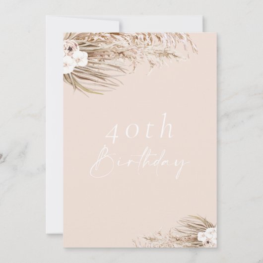 Boho Pampas Gras Boomgaarden Frame Verjaardag Kaart (Achterkant)