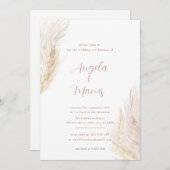Boho pampas gras bruids douche uitnodiging (Voorkant / Achterkant)
