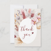 Boho Pampas Gras Bruidsfeest Dank Je Kaart (Voorkant)