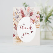 Boho Pampas Gras Bruidsfeest Dank Je Kaart (Staand voorkant)