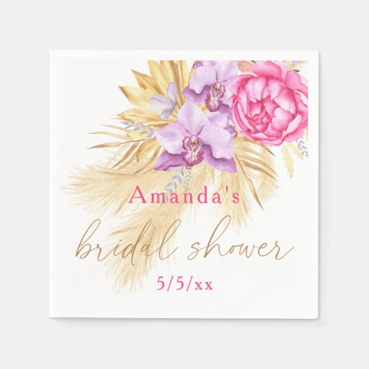 Boho pampas gras - Bruidsuitnodiging Servet (Voorkant)