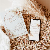 Boho Pampas Gras Bruiloft Feest Kaart