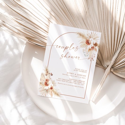 Boho Pampas Gras Bruiloft Feest Kaart