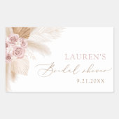 Boho Pampas Gras Bruiloft Feest Rechthoekige Sticker (Voorkant)