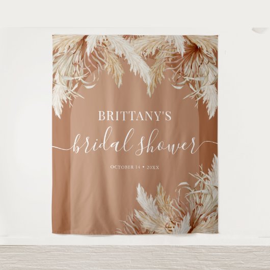 Boho Pampas Gras Bruiloft Feest Wandkleed (Voorkant)