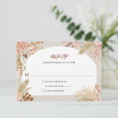Boho Pampas Gras Bruiloft RSVP Antwoord (Staand voorkant)