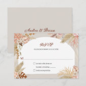 Boho Pampas Gras Bruiloft RSVP Antwoord (Voorkant / Achterkant)