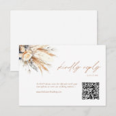 Boho Pampas Gras Bruiloft RSVP QR Code Kaart (Voorkant / Achterkant)
