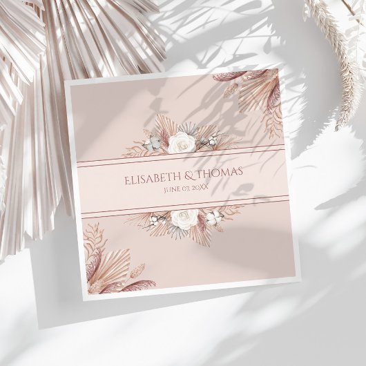 Boho Pampas Gras Bruiloft  Servet