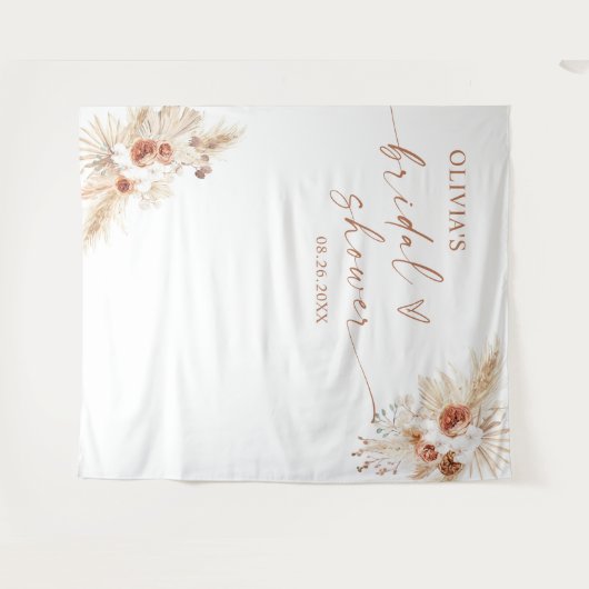 Boho Pampas Gras Bruiloftsdouche Achtergrond Tapij Wandkleed (Voorkant (horizontaal))