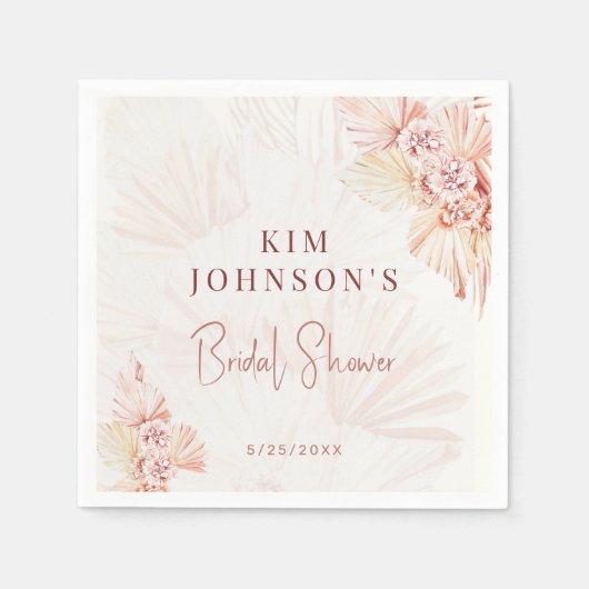 Boho Pampas Gras Bruiloftsfeest Modern Boheems Servet (Voorkant)