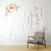 Boho Pampas Gras Bruiloftsshower Achtergrond Tapij Wandkleed (In Situ (horizontaal))