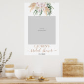 Boho Pampas Gras Bruiloftsshower Foto Prop Poster (Keuken)