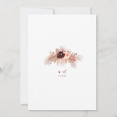 Boho Pampas Gras Burgundyrozen Bruiloft Kaart (Achterkant)