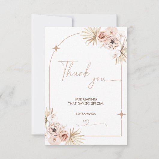 Boho Pampas Gras Dank Je Kaart Boho Kaart (Voorkant)