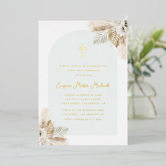 boho pampas gras eerste uitnodiging tot folie van (Staand Voorkant)