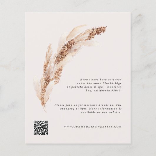 Boho pampas gras elegant bruiloft flyer (Achterkant)