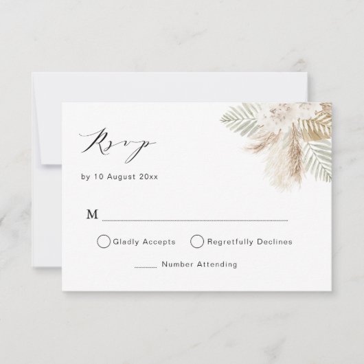 boho pampas gras en greenery rsvp card (Voorkant)