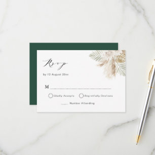boho pampas gras en greenery rsvp card kaartje