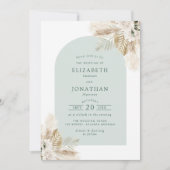 boho pampas gras en grienery bruiloft uitnodiging (Voorkant)