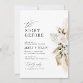 Boho pampas gras en groen bruiloft kaart (Voorkant)