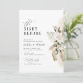 Boho pampas gras en groen bruiloft kaart (Staand voorkant)